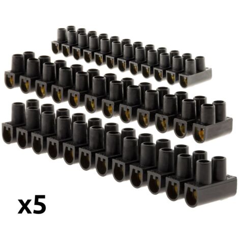 Zenitech – Lot de 5 barrettes de connexion 3x6mm² + 2x10mm² – Couleur noire – Pour connexions électriques sécurisées (1/5)