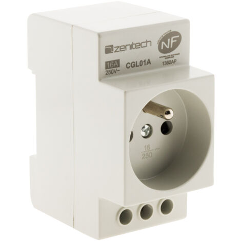 Zenitech – Prise modulaire 2P+T NF pour tableau électrique – Installation rapide sur rail DIN – Sécurité renforcée avec terre – Conception robuste HBF (1/5)