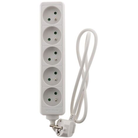 Zenitech – Multiprise 5 prises 16A blanc câblé – Intensité 16A – Pour utilisation domestique et professionnelle – Conception pratique