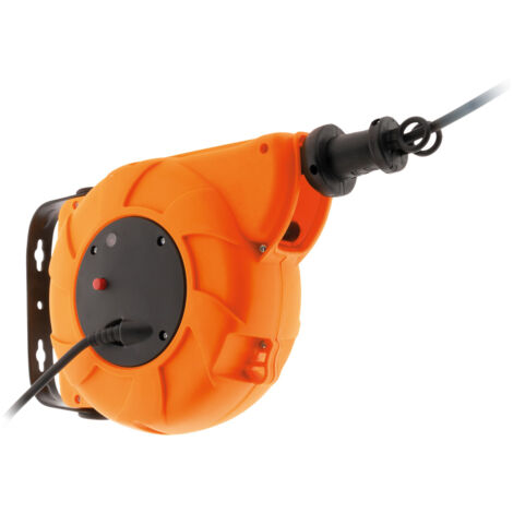 Enrouleur mural câble H05VV-F 3G1mm² 11m + 2m - Orange - Zenitech