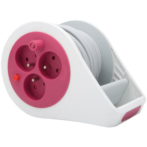 Zenitech – Enrouleur électrique 3 prises 2P+T 16A – Câble H05VVF 7m – Design ultra compact avec coupe-circuit thermique (1/5)