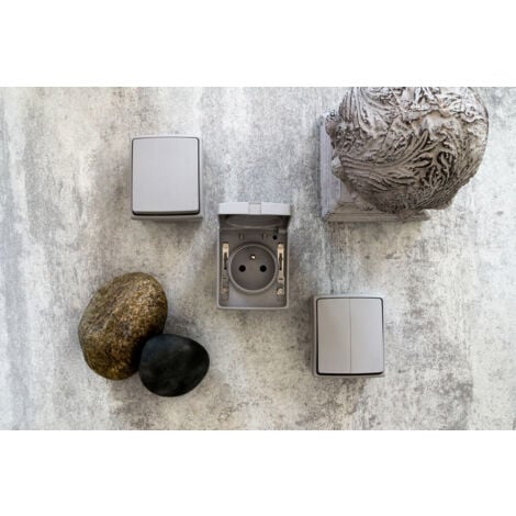 Bouton poussoir étanche IP55 - Gris - Orok - Zenitech