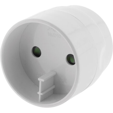 Adaptateur prise voyage Asie/Chine vers France/UE - prise mâle Asie vers femelle France avec terre - Blanc - Zenitech
