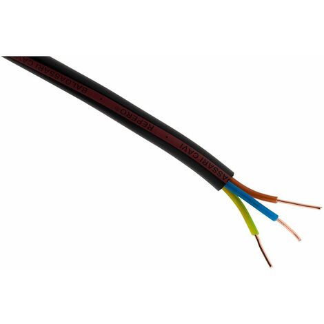 Zenitech – Câble d'alimentation électrique U-1000 R2V 3G1,5mm² noir – Longueur 100m – Installation intérieure/extérieure – Alimentation stable pour électroménagers