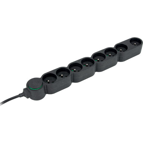 Rallonge multiprise rotative avec 5 prises de courant Surface ,  interrupteur et cordon 1,5m - noir et gris foncé - particulier