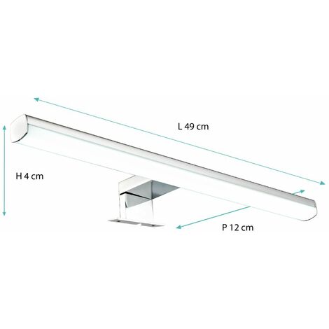 Applique de salle de bain 50cm chrome (10W 600lm 4000K IP44) - Voltman