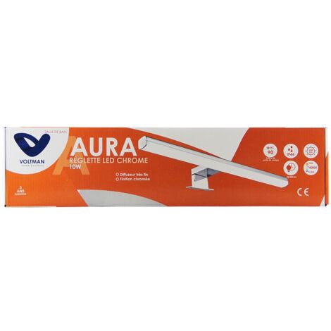 Applique de salle de bain 50cm chrome (10W 600lm 4000K IP44) - Voltman