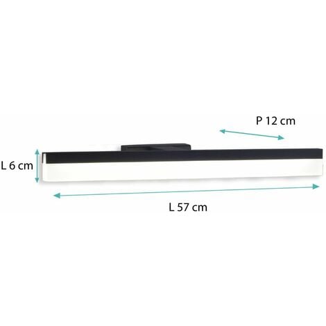 Applique de salle de bain 57cm Noire (12W 960lm 4000K IP44) - Voltman