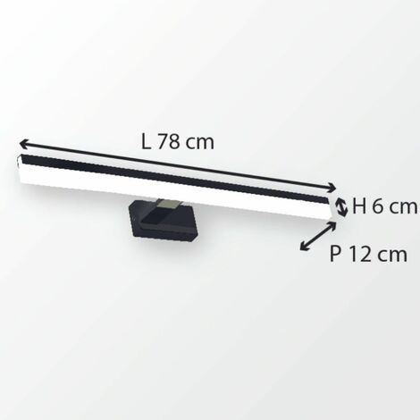 Applique de salle de bain 78cm Noire (16W 1280lm 4000K IP44) - Voltman