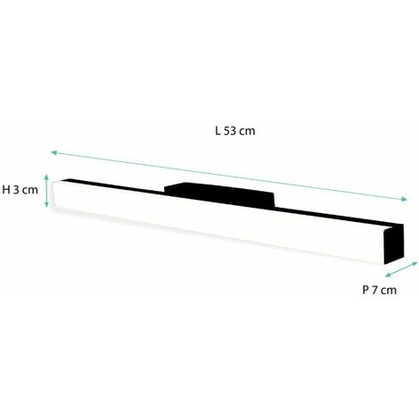Applique de salle de bain 53cm Noire (16W 1280lm 4000K IP44) - Voltman