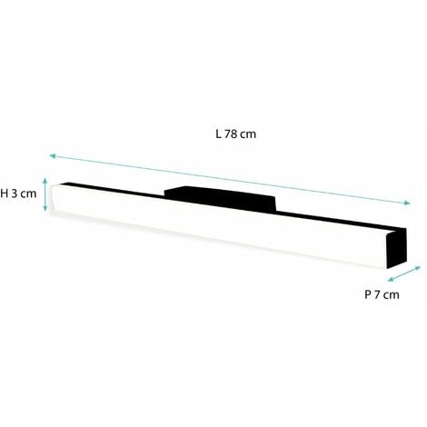 Applique de salle de bain 78cm Noire (20W 1600lm 4000K IP44) - Voltman