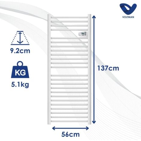 Chauffage sèche-serviette inertie sèche 750W - Blanc - Voltman