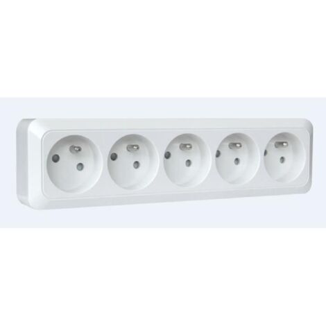 5 Prises Murales Avec Haut-parleur - 2 Prises + Bornes Banane, Blanc