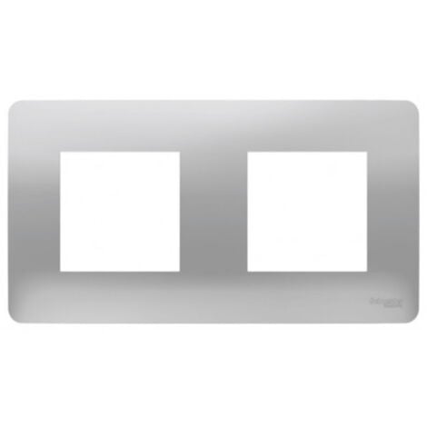 Plaque de finition 2 postes - Aluminium - Unica - Schneider