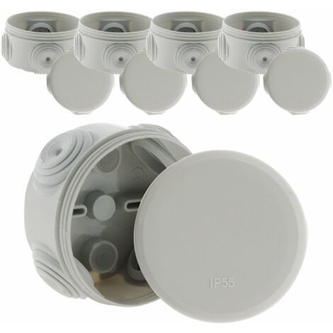 Zenitech – Lot de 5 boîtes de dérivation étanches IP55 Ø70mm – Profondeur 35mm – Couvercle 1/4 de tour – Pour travaux électriques extérieurs