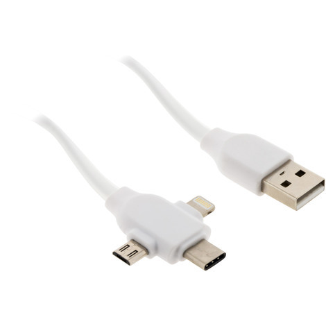 Câble USB universel avec triple sortie USB-C, Micro USB et Lightning pour  iPhone / iPad