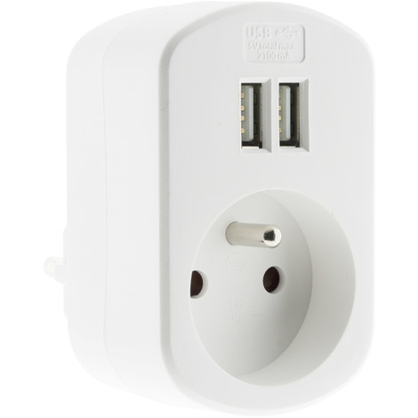 Prise Murale Double 2 USB 220V 16A Electrique Port Rechargeur