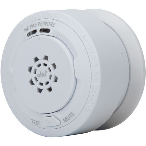 Otio – Détecteur de fumée compact avec autonomie de 10 ans – Capteur photoélectrique – Alarme > 85 dB – Installation simple au plafond (1/4)