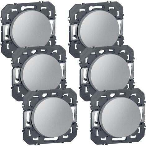 Legrand – Lot de 6 interrupteurs va et vient 10A – Aluminium – Compatible plaques Dooxie – Pour installation électrique professionnelle