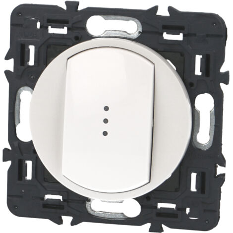 Legrand – Bouton poussoir lumineux 6A avec voyant – Montage encastré ou en saillie – Compatible plaques Céliane – Blanc