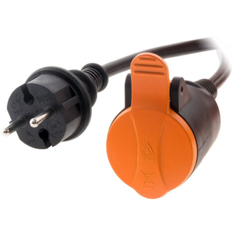 Zenitech – Rallonge étanche 2P H05VV-F 2x1,5mm² 10m – Protection IP44 pour usage extérieur – Clip de fixation inclus – Orange