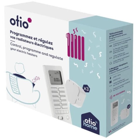 Pack chauffage connecté avec télécommande thermostat et modules de chauffage - Otio