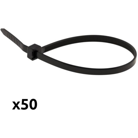 Zenitech – Lot de 50 colliers réutilisables 7,6x250mm – Plastique noir durable – Gâchette de desserrage intégrée pour ajustement rapide
