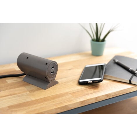 Multiprise pour canapé 1 prise 2P+T 16A + 2 USB - Marron - Thomson
