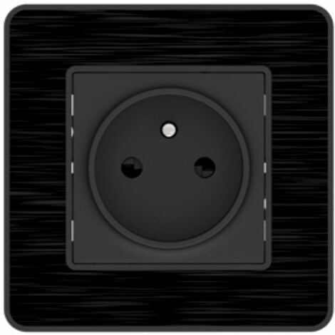 Prise 2P+T 16A simple complet - métal Noir brossé - Kouro - Zenitech