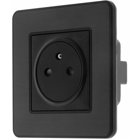 Prise 2P+T 16A simple complet - métal Noir brossé - Kouro - Zenitech