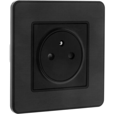 Prise 2P+T 16A simple complet - métal Noir brossé - Kouro - Zenitech