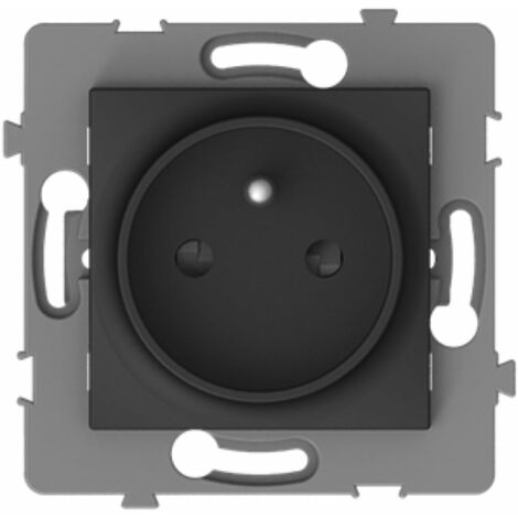 Prise simple 2P+T encastrable - à composer - métal Noir brossé - Kouro - Zenitech
