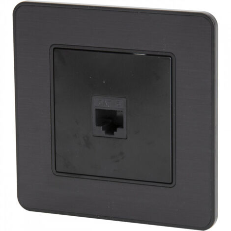 Prise téléphone RJ45 encastrable modèle KOURO métal noir brossé ZENITECH