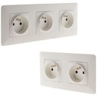 Prise double + simple 2P+T précâblée - installation rapide - Zenitech