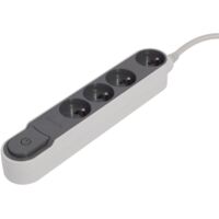 Bloc multiprise Design 4x16A 1,5m + interrupteur - Gris/Blanc - Chacon