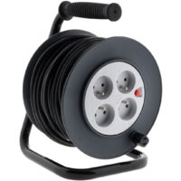 Zenitech – Enrouleur électrique 4 prises 16A – Câble HO5VV-F 3G1,5mm² 20m – Coupe-circuit 16A – Pour chantiers humides et espaces confinés
