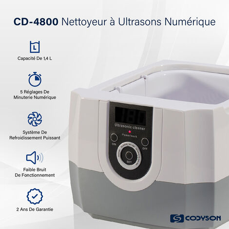 Codyson Nettoyeur à Ultrasons 1.4L Nettoyeur à ultrasons 42000Hz Nettoyeur  à ultrasons numérique pour lunettes