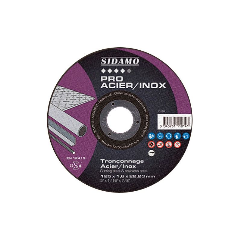 Disque à tronçonner PRO ALU D. 125 x 1,6 x Al. 22,23 mm - Aluminium -  10111046 - Sidamo