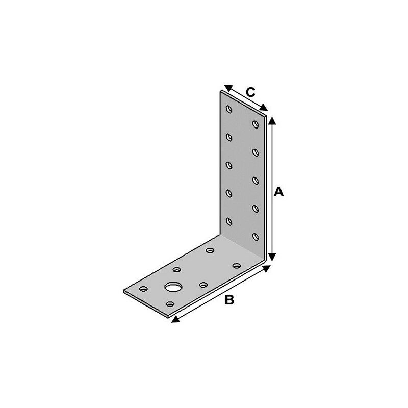 Equerre INOX avec renfort (H x L x l x ép) 105 x 105 x 90 x 2,5 mm