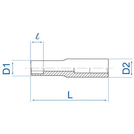 Douille longue pour vis mâles Torx 1/2 - E10 L. 77 mm