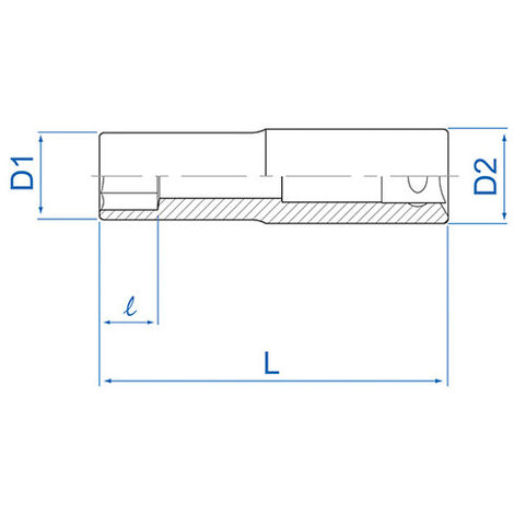 Douille extra longue métrique 6 pans 1/2 - 13 mm L. 120 mm