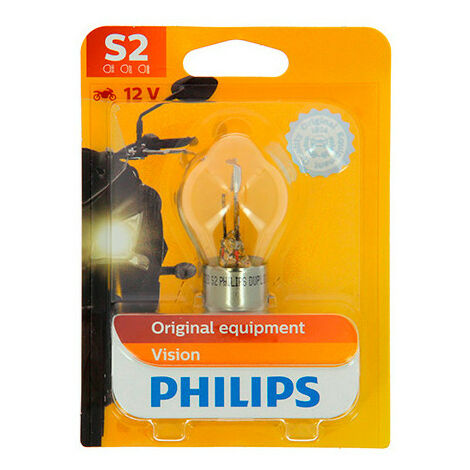 Ampoule moto Vision S2 - 12 V - 35W - Feux de route - Feux de croisement -  Feux antibrouillard - Philips