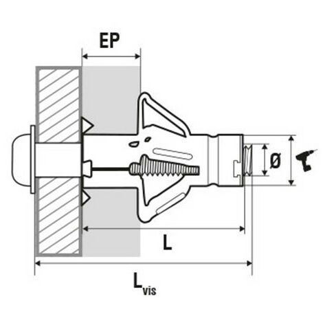 Cheville à expansion et verrouillage HWA pour vis 5 mm x 65 mm 