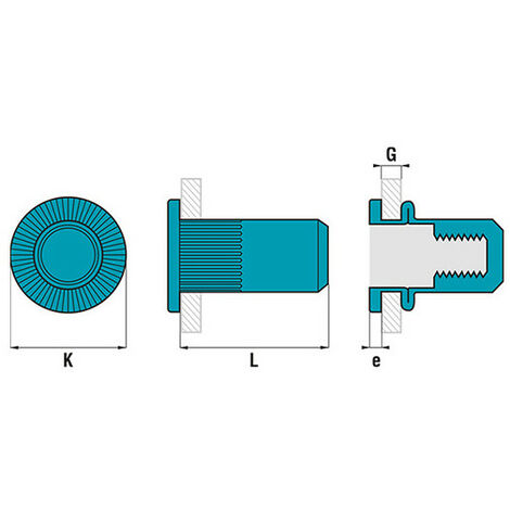 Insert cylindrique cranté inox A2 tête plate pour Professionnels