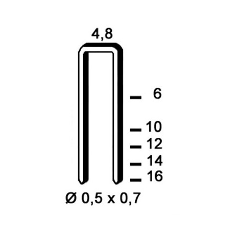 Agrafes type 53, 5 000 pcs, 11,25 x 8 x 0,75 mm, 11.25 X 8 X 0.75 Mm