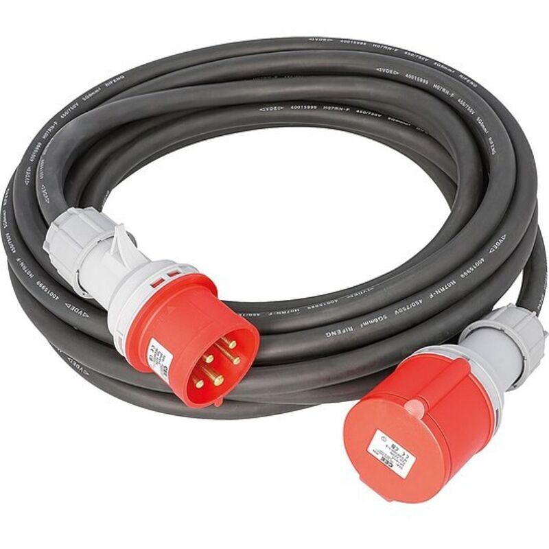 CEE Starkstromkabel (1,5m-50m) 16A Verlängerungskabel Titanex H07RN-F 5x2,5mm² Mit PCE Shark Stecker Und Kupplung, Business-Line Von Event-Kabel (20