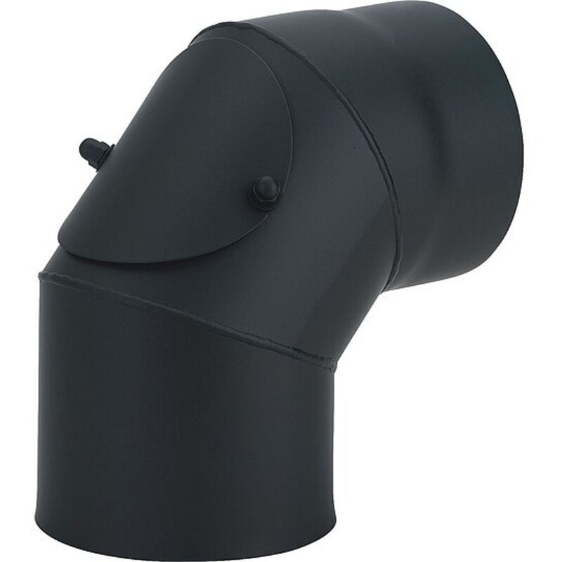 Rauchrohrbogen 90 Grad 150mm Durchmesser Reinigungsöffnung Raik Ofenrohrbogen 90° 150mm Mit Reinigungstür - 2-teilig Aus Stahlblech Schwarz Ofenrohr Mit Tür