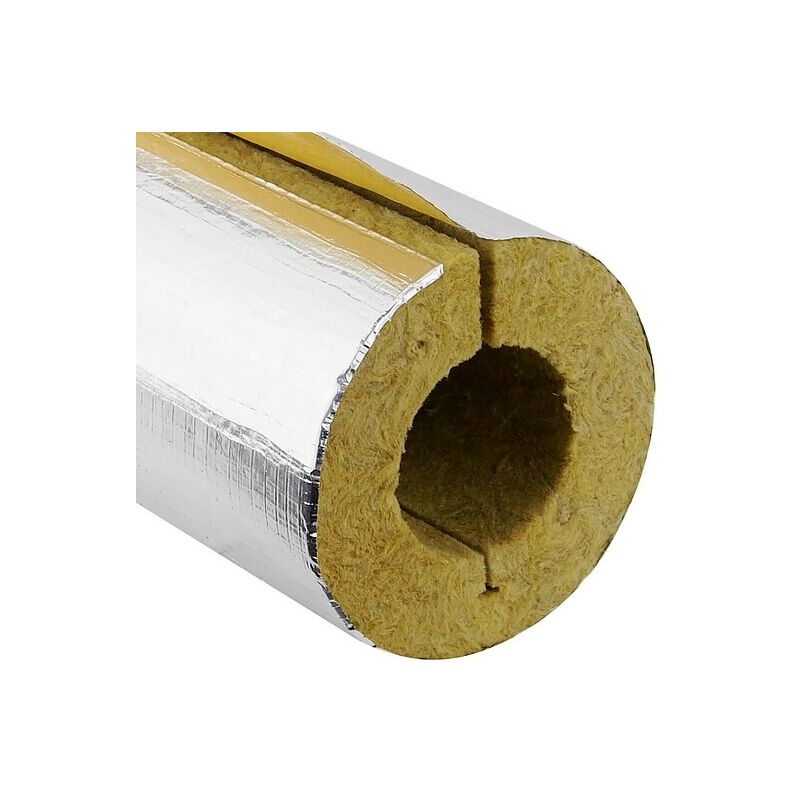 Steinwoll-Rohrschalen alukaschiert für Rohr 54 mm - Dämmschichtdicke 28 mm  - geschlitzt - selbstklebend - Länge 1 m - 50