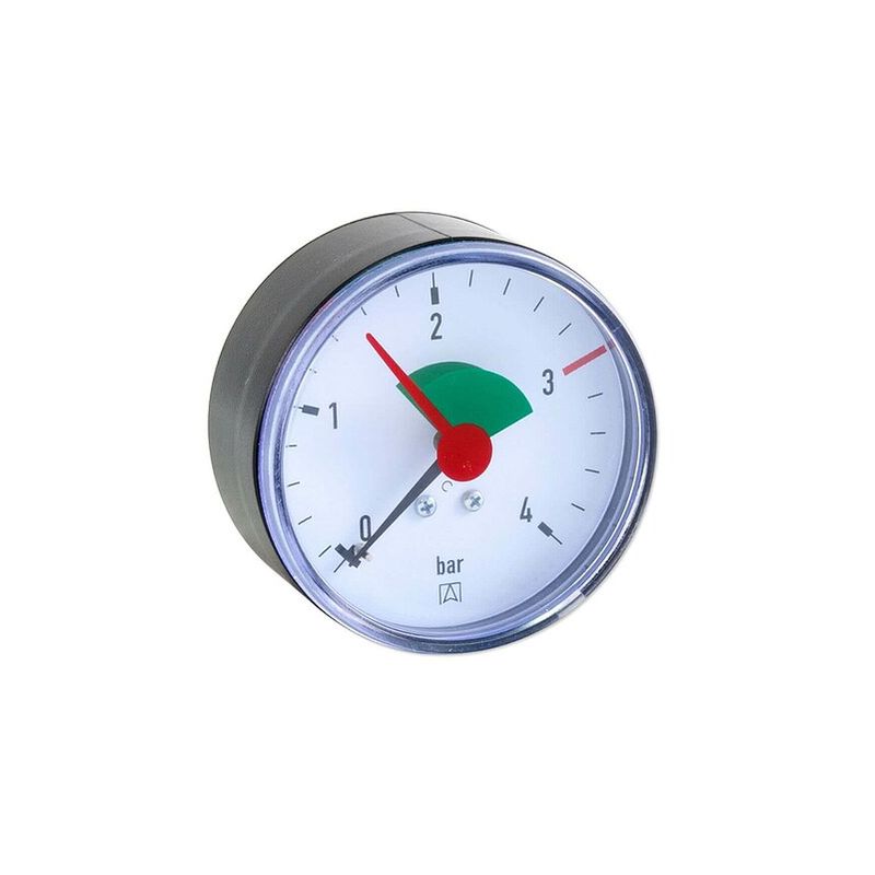 AFRISO Manometer HZ 63 - Anschluss axial/zentrisch 3/8'' AG selbstdichtend,  Anzeige 0-4 bar, rote Markierung bei 3,0 bar
