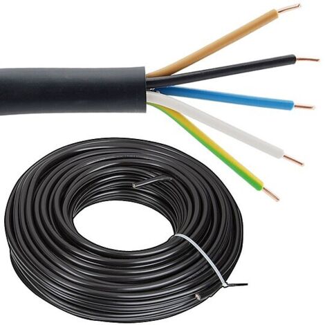 Erdleitung / Starkstromkabel 0,6/1kV NYY-J 5 x 4,0 mm² - Farbe schwarz - Rolle je 50 m